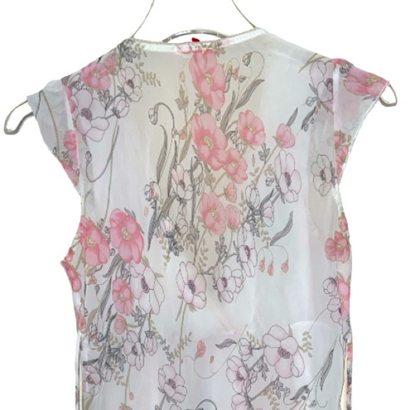 Forever 21 Sheer Pink Floral Pullover Top Size Large - Picture 4 of 5